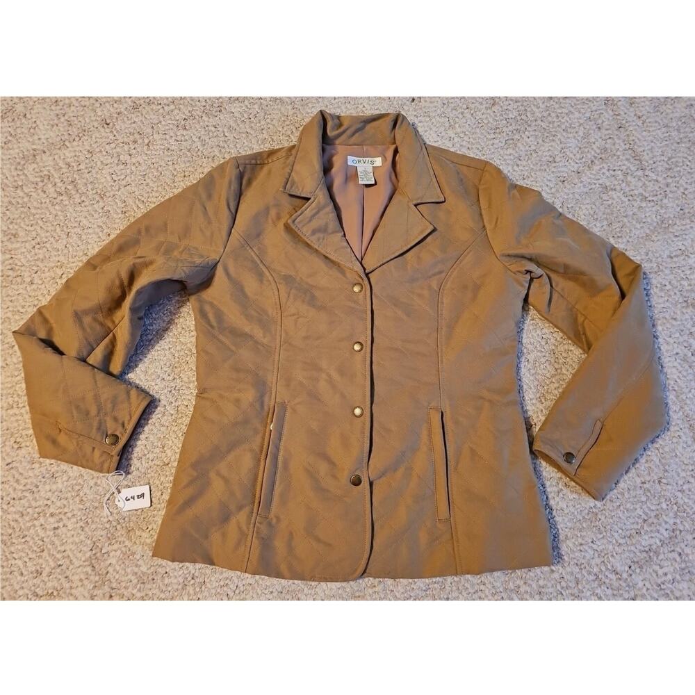 Orvis Quilted Riding Barn Jacket XS Tan Equestrian EUC Women’s Zip Pockets